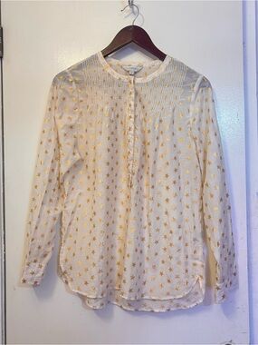 J. Crew Cream Blouse with Gold Star Print